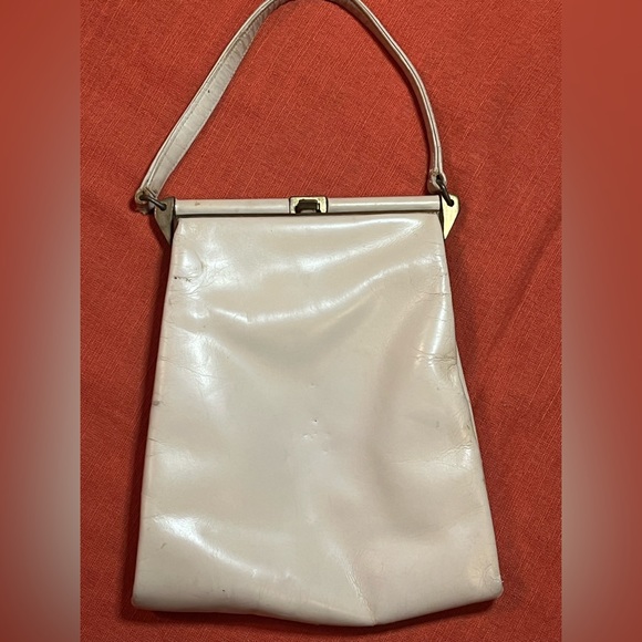 Waldman Vintage Ivory leather Metal frame evening Hand Bag - Picture 3 of 13